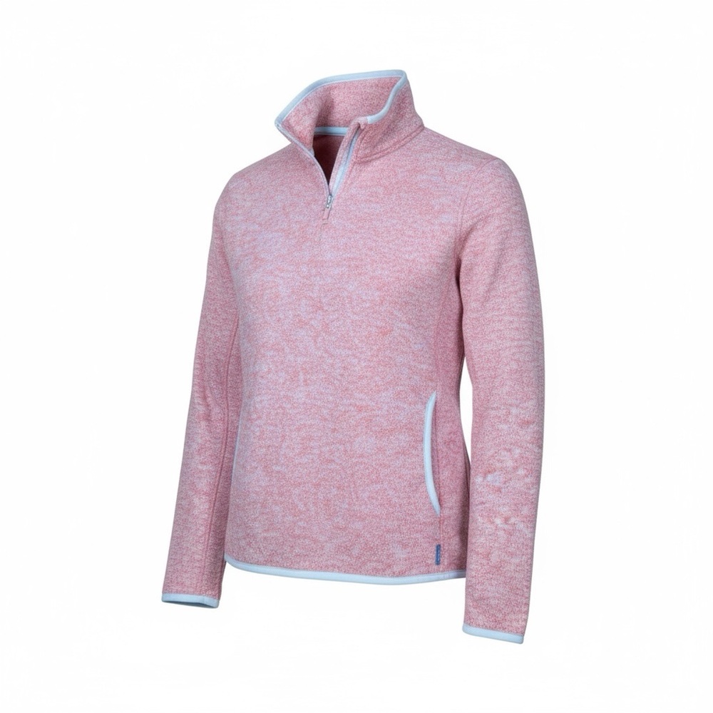 -Eddie Bauer 1/4 Snap Long Sleeve Pullover Top Women XS Peach Outdoor Activewear